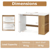 Modern Wooden Office Desk with Storage and 2 Open Shelves-White