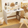 Modern Wooden Office Desk with Storage and 2 Open Shelves-White