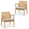 Modern Accent Chair with Solid Rubber Wood Frame-Natural