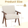 Modern Accent Chair Linen Fabric Armchair with Solid Acacia Wood Frame-Beige
