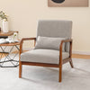 Modern Accent Chair with Lumbar Pillow and Rubber Wood Frame-Grey
