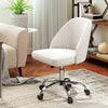 Modern Armless Office Chair with Curved Backrest and Upholstered Seat-Beige