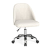 Modern Armless Office Chair with Curved Backrest and Upholstered Seat-Beige