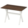 Modern Dining Table Wooden Kitchen Table with X-shaped Frame and with Wood Grain Texture Tabletop-Brown
