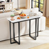 Modern Faux Marble Entryway Console Table with Geometric Metal Frame-Black