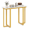 Modern Faux Marble Entryway Console Table with Geometric Metal Frame-White