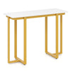 Modern Faux Marble Entryway Console Table with Geometric Metal Frame-White