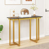 Modern Faux Marble Entryway Console Table with Geometric Metal Frame-Grey