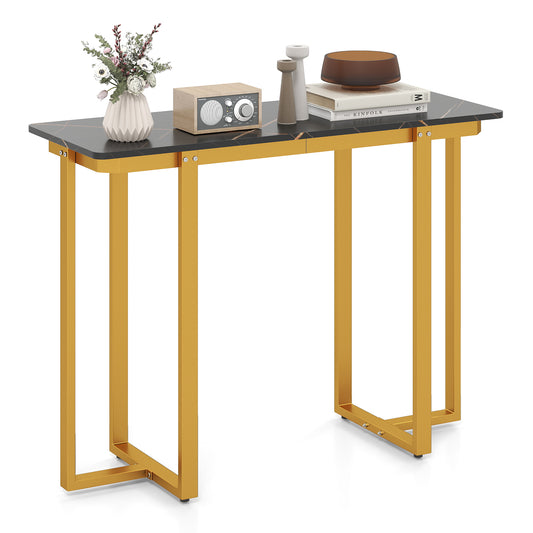 Modern Faux Marble Entryway Console Table with geometric metal frame