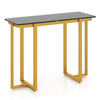 Modern Faux Marble Entryway Console Table with Geometric Metal Frame-Grey