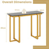 Modern Faux Marble Entryway Console Table with Geometric Metal Frame-Grey