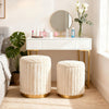 Modern Ottoman Set of 2 with Detachable Lids and Hidden Storage Space-Beige
