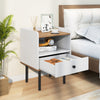 Modern Sofa Side Table with Drawer and Metal Legs for Small Spaces-White-1 Piece