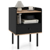 Modern Sofa Side Table with Drawer and Metal Legs for Small Spaces-Black-1 Piece