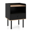 Modern Sofa Side Table with Drawer and Metal Legs for Small Spaces-Black-1 Piece