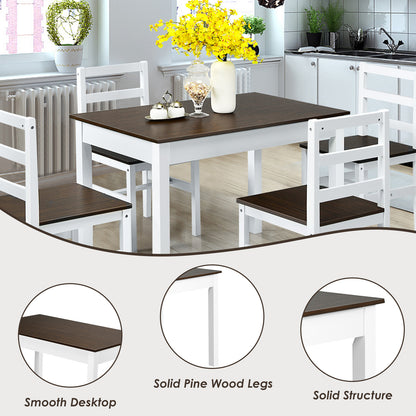 Modern Table and Chairs Set with Solid Pine Wood Legs for Dining Room