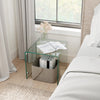 Modern Tempered Glass Side Table with 2-tier Shelf-Transparent