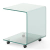 Modern Tempered Glass Side Table with 2-tier Shelf-Transparent