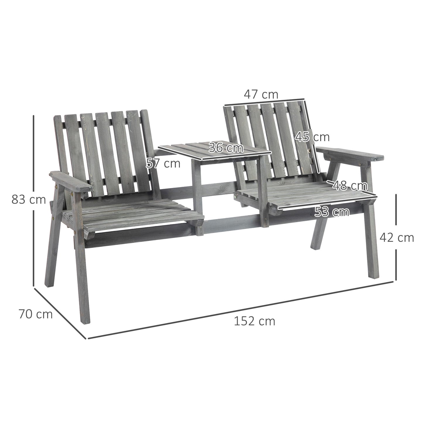 مقعد حديقة لشخصين من Outsunny مقعد LoveSeat عتيق للفناء والحديقة والشرفة والفناء، فولاذ، رمادي