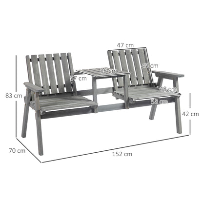 مقعد حديقة لشخصين من Outsunny مقعد LoveSeat عتيق للفناء والحديقة والشرفة والفناء، فولاذ، رمادي
