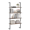 4-Tier Wall-Mounted Bookshelf with Metal Frame for Living Room-Rustic Brown