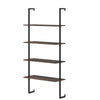 4-Tier Wall-Mounted Bookshelf with Metal Frame for Living Room-Rustic Brown