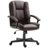 HOMCOM Office Chair, Computer Desk Chair, PU Leather Mid Back Executive Chair with Adjustable Height and Swivel Rolling Wheels for Home Study, Brown
