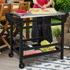 Movable Outdoor Dining Cart HDPE Pizza Oven Stand Table-Black