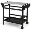 Movable Outdoor Dining Cart HDPE Pizza Oven Stand Table-Black