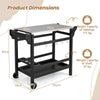 Movable Outdoor Dining Cart HDPE Pizza Oven Stand Table-Black