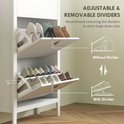HOMCOM Modern Three-Drawer Shoe Cabinet - White