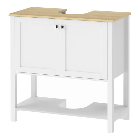 HOMCOM Under Sink Bathroom Cabinet with 2 Doors in White