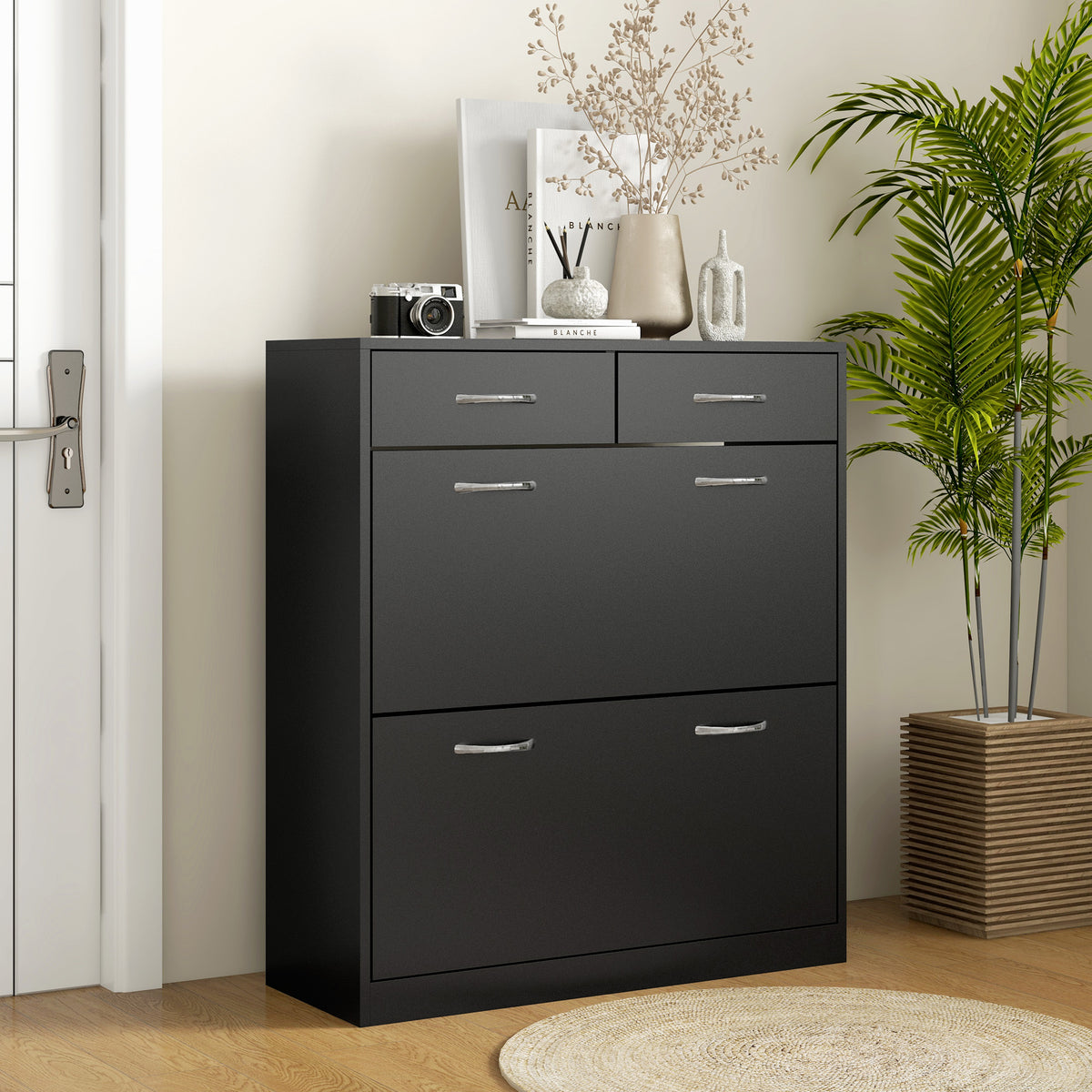 HOMCOM Narrow Shoe Storage in Black