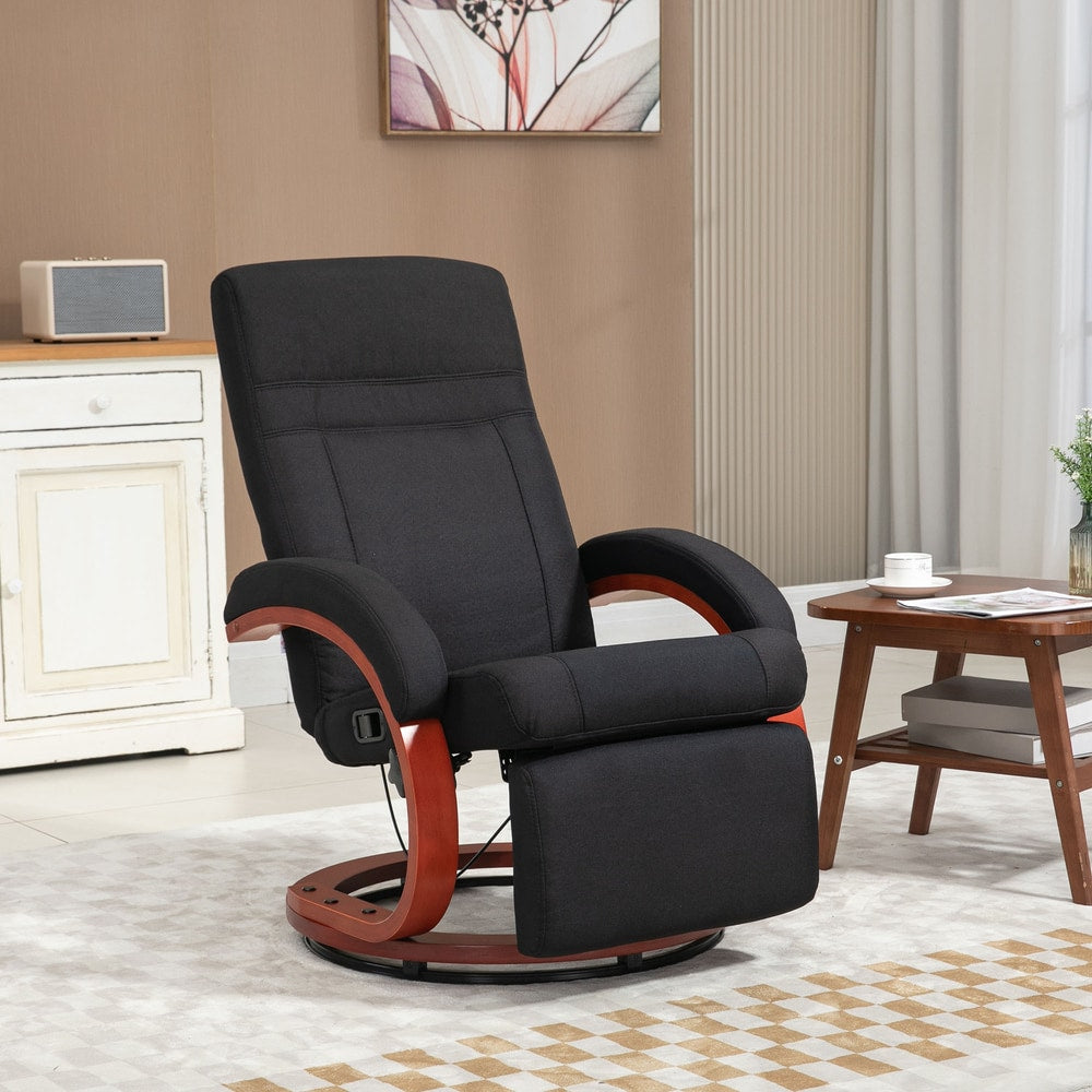 HOMCOM 135° Manual Reclining Swivel Chair in Black