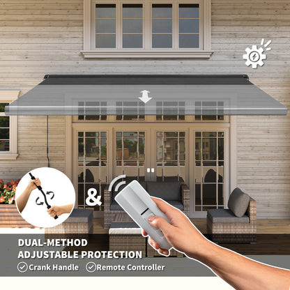 Outsunny Full Cassette Electric Awning with Remote Controller in Dark Grey