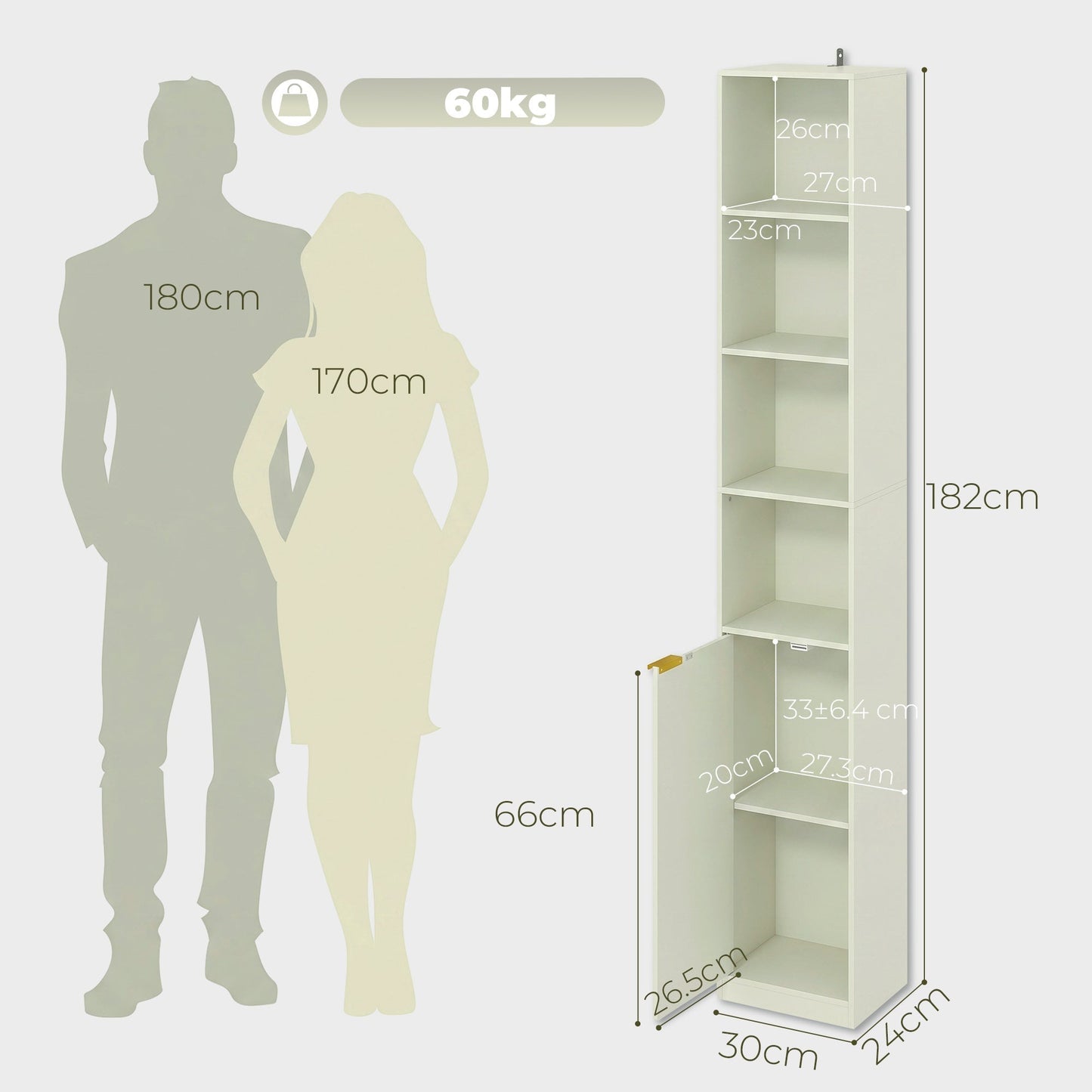 HOMCOM Bookcase Adjustable Shelf Bookshelf Anti-Tip Hardware 6-Tier Storage Cabinet Light Green