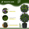 HOMCOM Set of 2 Artificial Plants, Lavender Flowers Ball Trees with Pot, for Home Indoor Outdoor Decor, 70cm
