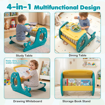 Multi-functional Convertible Kids Activity Table Set-Yellow