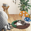 Mushroom Cat Bed with Wide Large Platform and Sisal Scratching Panel-Multicolor