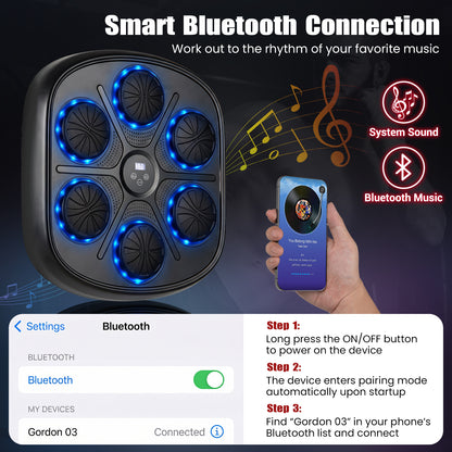 Music Boxing Machine with Gloves and LED Light Targets and Punch Counter