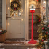 5 Feet Musical Christmas Street Lamp Snow Globe Lantern on Stand with 8 Tunes-Red