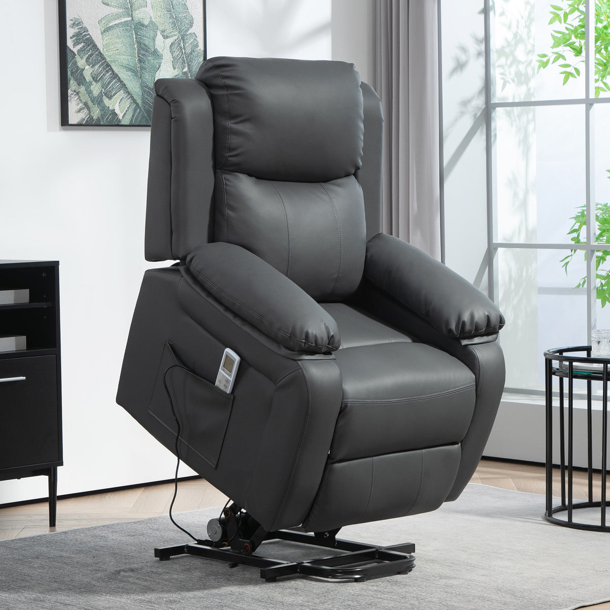 HOMCOM Riser and Recliner Chair with Vibration Massage in Dark Grey