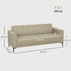HOMCOM 3 Seater Sofa, Modern Fabric Sofa Couch, Channel Tufted Upholstered Sofa Settee for Living Room, Guest Room, Bedroom, Home Office, Khaki
