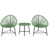 Outsunny Rattan Bistro Set with Acapulco Chairs and Glass Table, Green