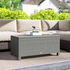 Outsunny Rattan Garden Coffee Table with Glass Top, Light Grey