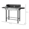 Outsunny BBQ Rotisserie Grill Roaster Charcoal Spit Roasting Machine for Chicken Turkey with 3-Level Grill Grate, Side Shelves