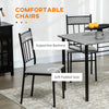 HOMCOM Five-Piece Marble Effect Dining Table Set - Grey/Black