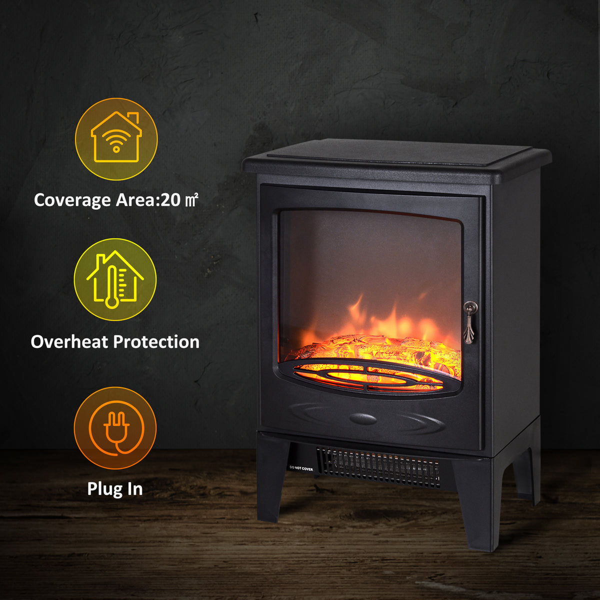 HOMCOM Electric Fireplace Stove in Black