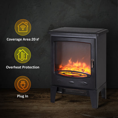 HOMCOM Electric Fireplace Stove in Black