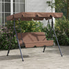 Outsunny 3 Seater Garden Swing Chair, Outdoor Swing Chair with Adjustable Canopy, Mental Frame & Cushions, Brown